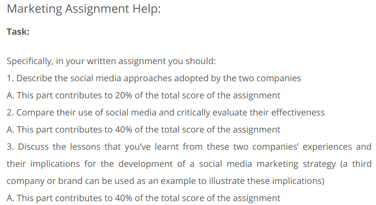 marketing assignment sample