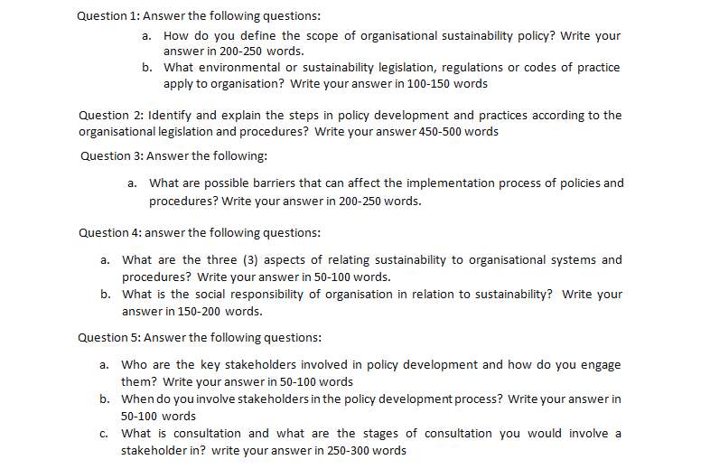 BSBSUS501 assessment question