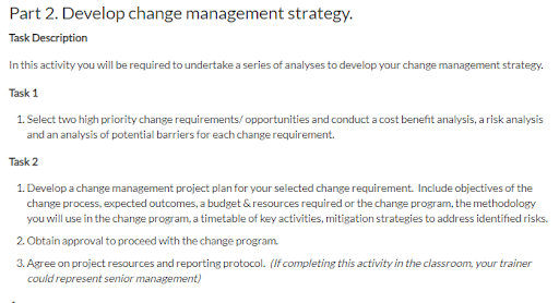 bsbinn601 lead and manage organisational change assignment sample