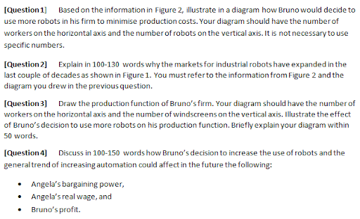 ECON1020 draw the production function of brunos firm assessment question