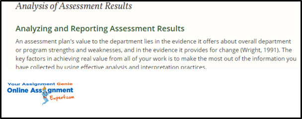 Analysis of assessment result