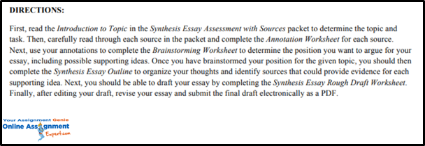 synthesis essay help Directions