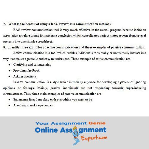 communication management assessment sample
