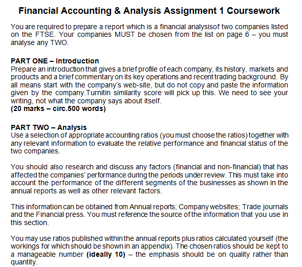 internal accounting assignment sample