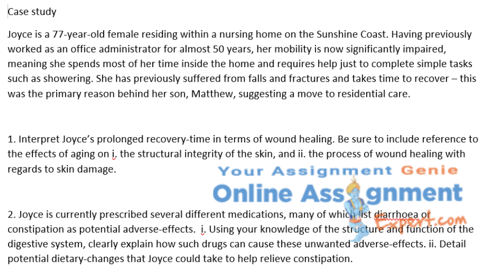 residential care nursing case study sample