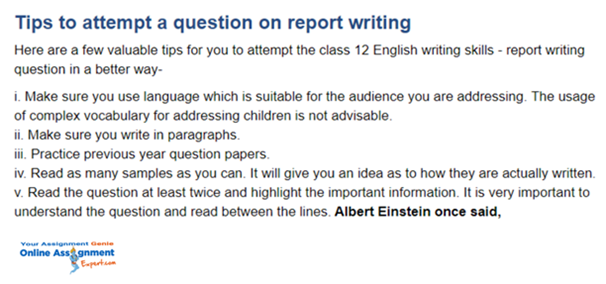 tips to attempt a question on report writing