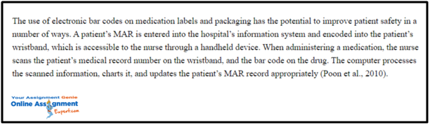 use of electronic bar codes on medication