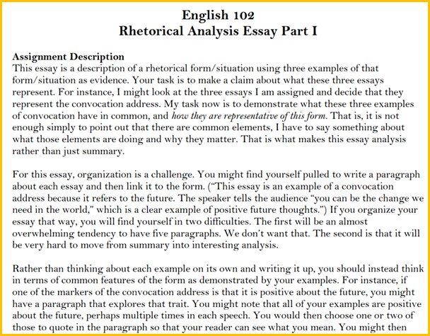 Rhetorical Analysis Essay Sample