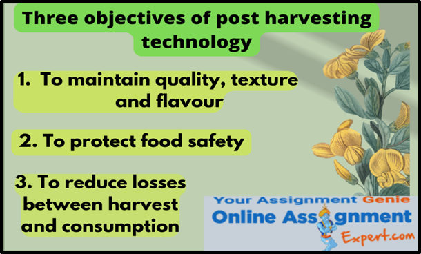 Three Objectives of Post Harvesting Technology